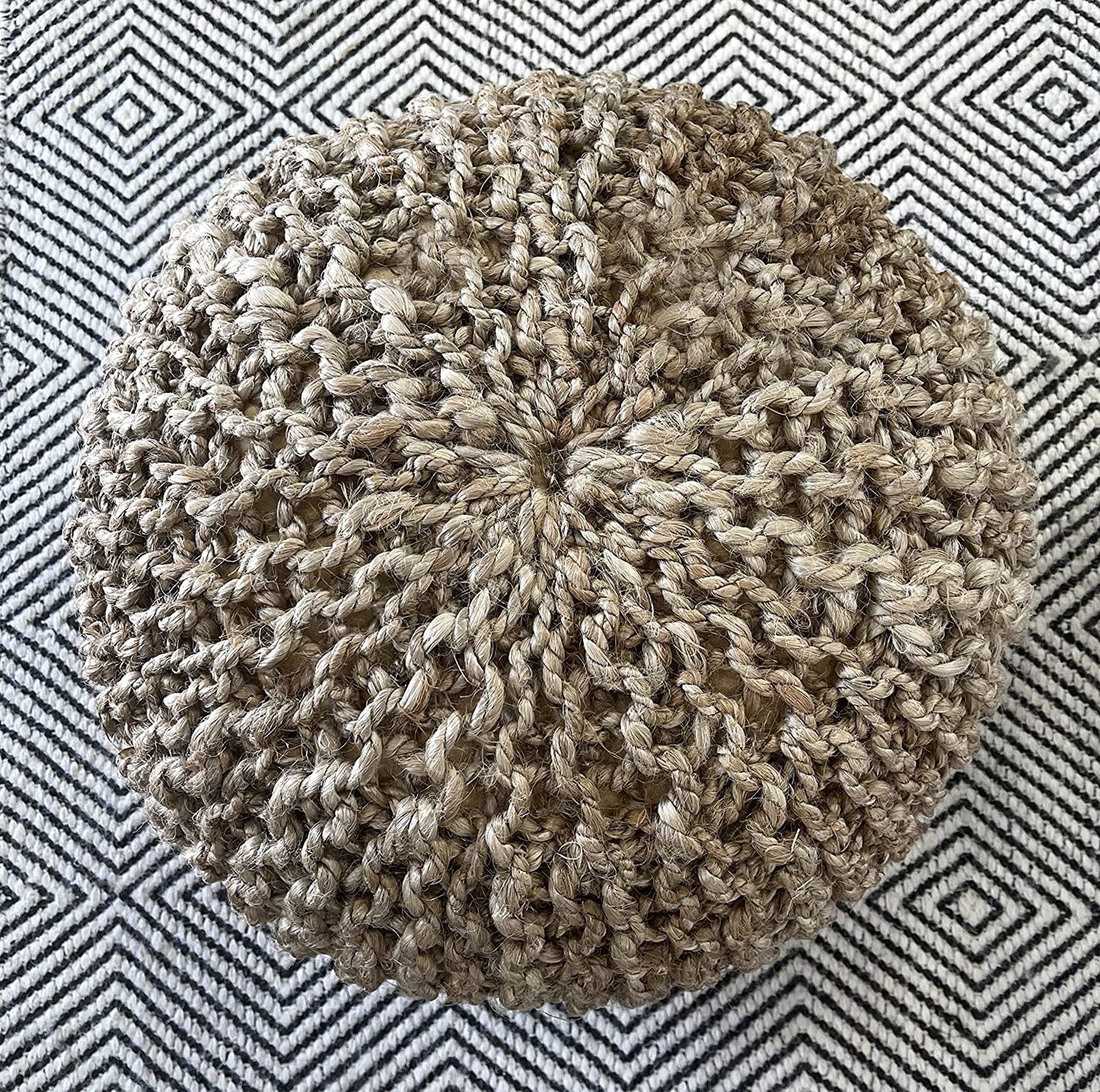 Handwoven Natural Jute Pouf