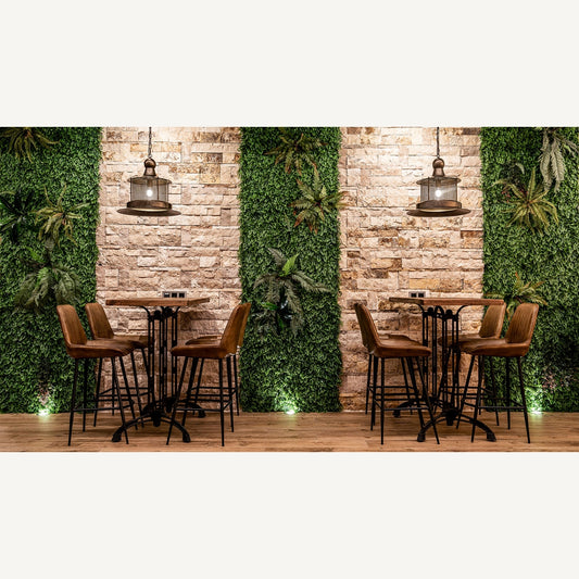 MORTON Vintage Iron & Leather Stool