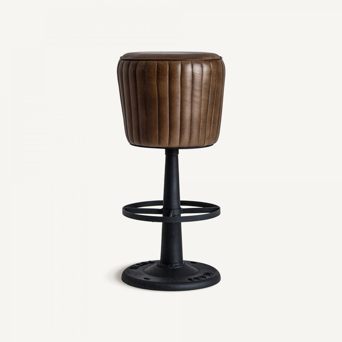 Seney Vintage Iron & Leather Stool