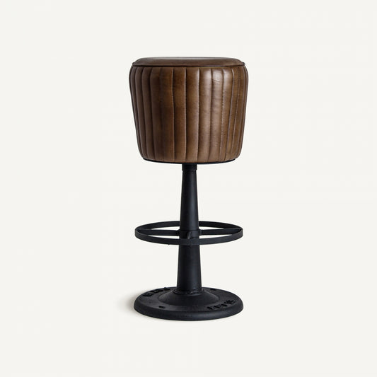 Seney Vintage Iron & Leather Stool
