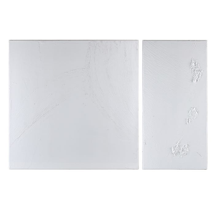 Calma set of two white abstract handmade wall panels by IXIA