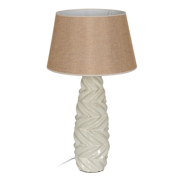 Nilo white beige ceramic table lamp by IXIA