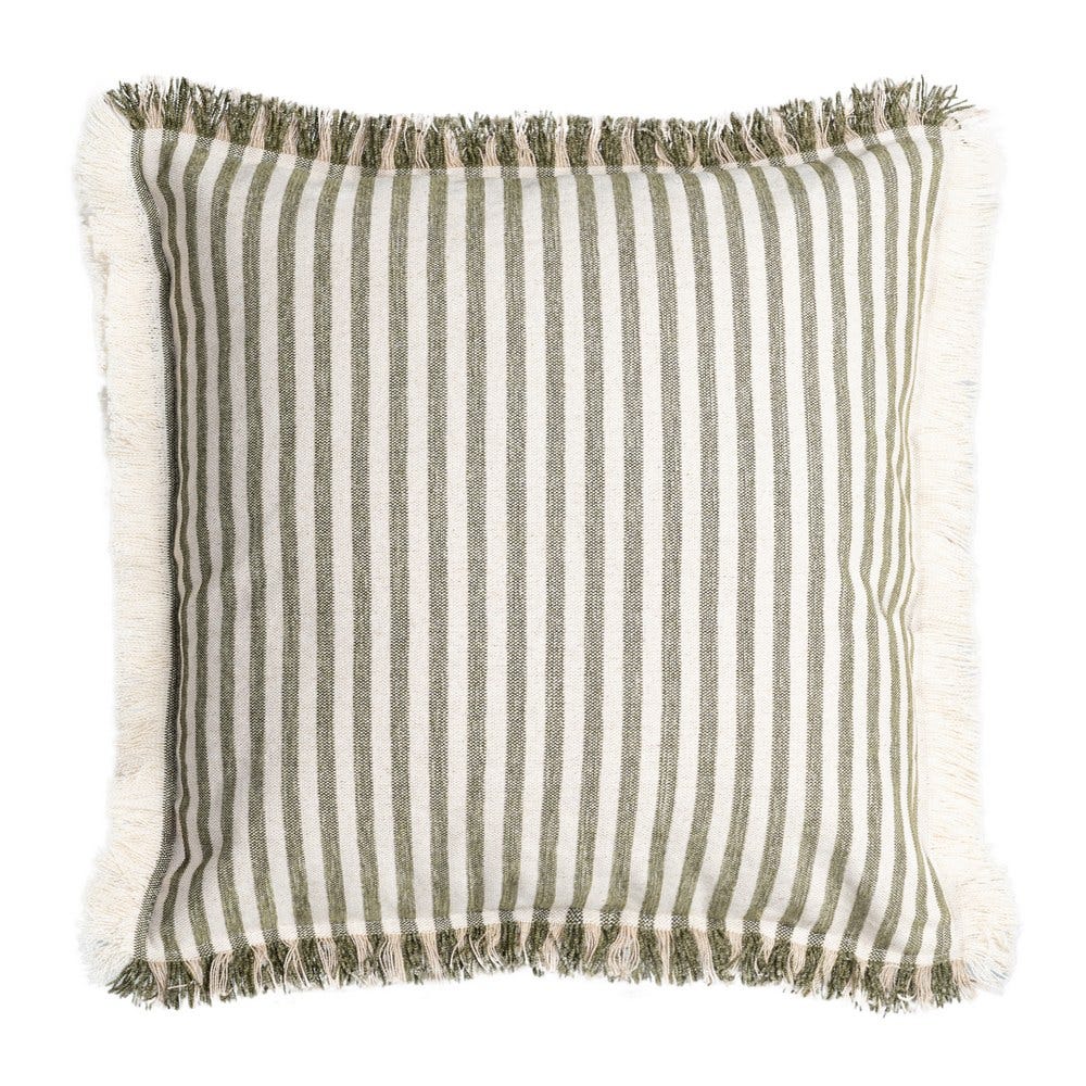 Raya Green Stripe Cushions – 45 × 45 cm, Set of 2