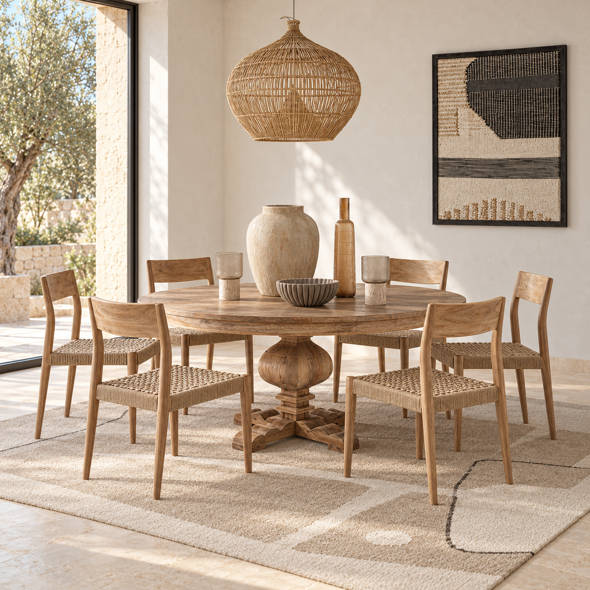 Garrover Dining Set – Table & 6 Chairs – room visualisation – LoNiu Home