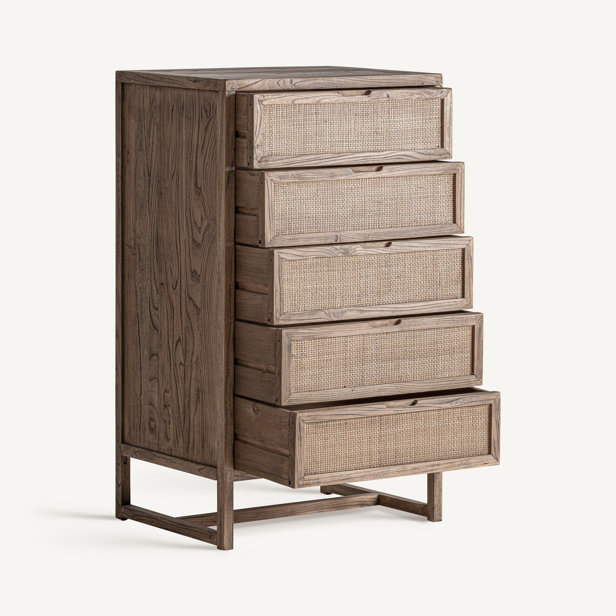 Orient Elm & Rattan Tallboy – 118 cm – LoNiu Home