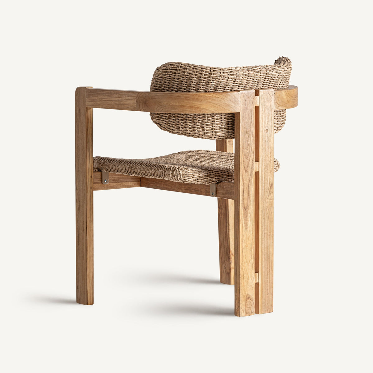 Teak and woven rope outdoor chair, view 4