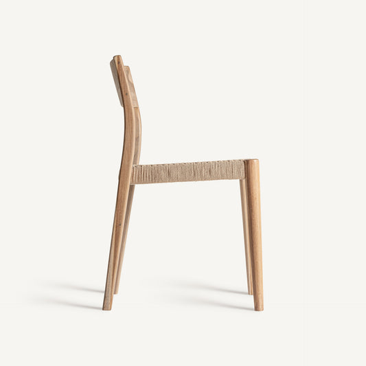 Ullastre Dining Chair – Brown Teak & Natural Fibre – LoNiu Home