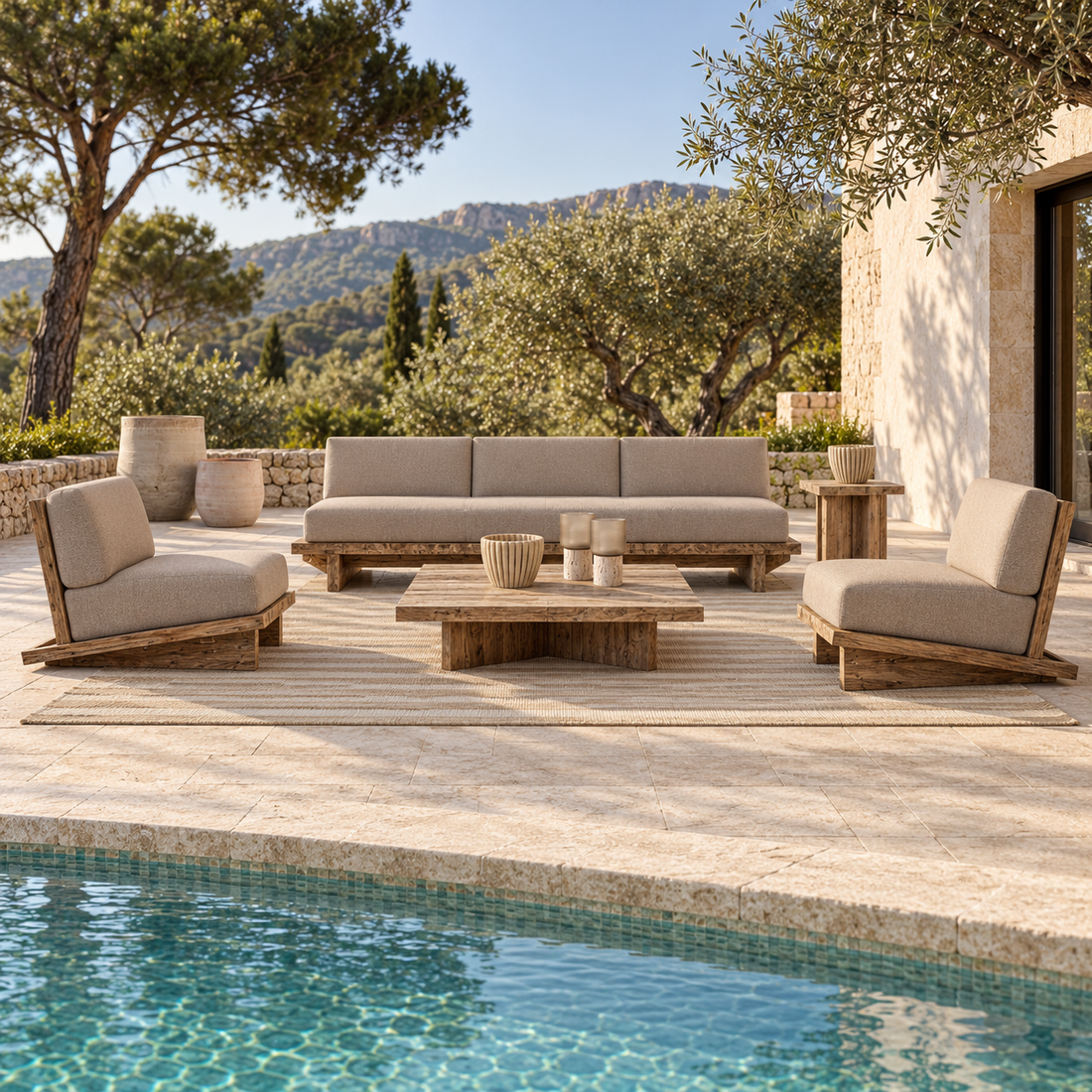 Llevant outdoor lounge set by a pool in Mallorca