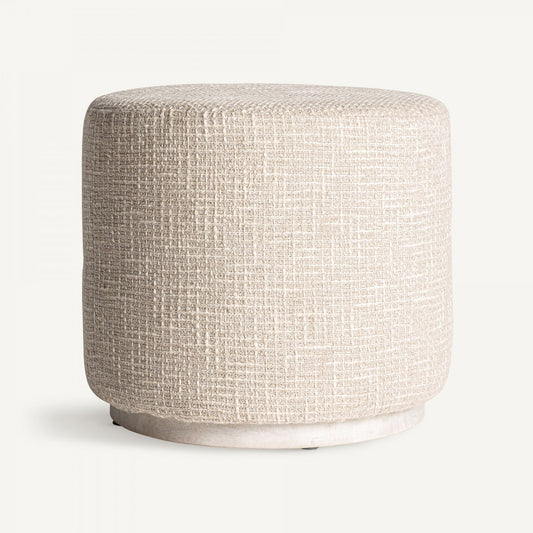 ARAN beige cotton footrest with mango wood base by Vical Home
