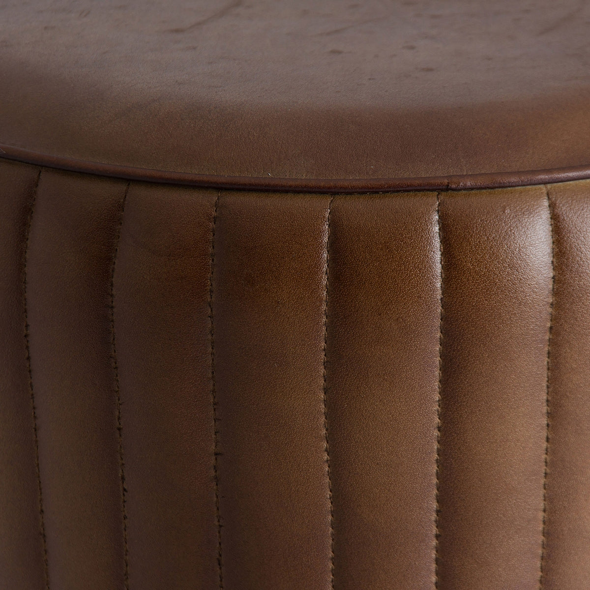 Seney Vintage Iron & Leather Stool