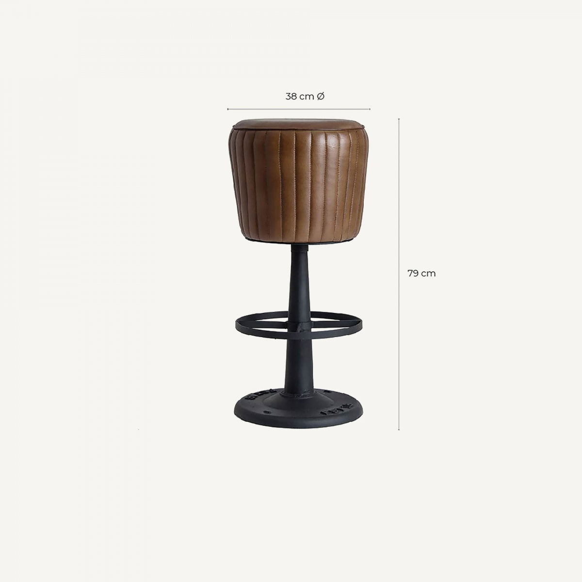 Seney Vintage Iron & Leather Stool