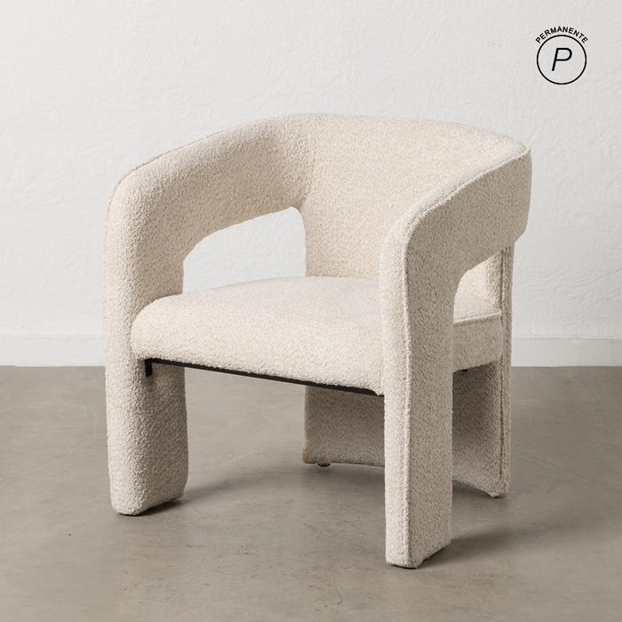 Numa beige upholstered lounge chair by IXIA