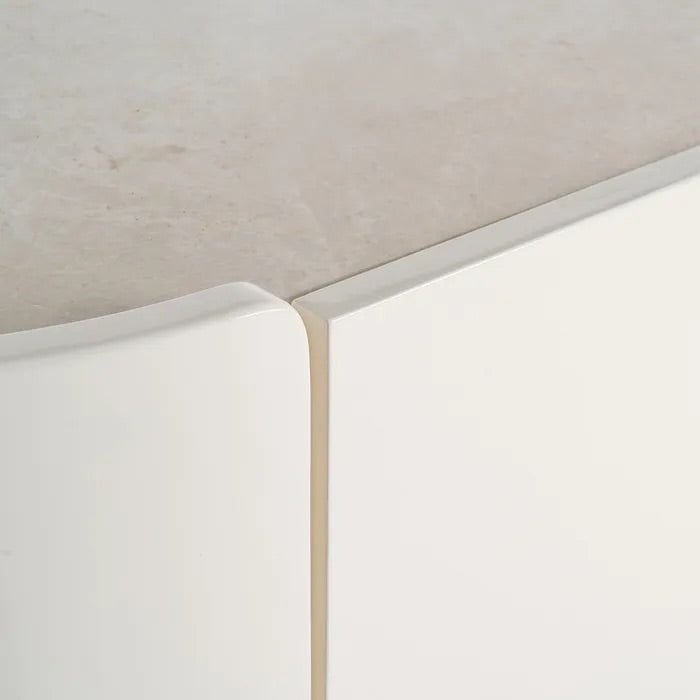 Cream Lacquered Sideboard with Marble Top