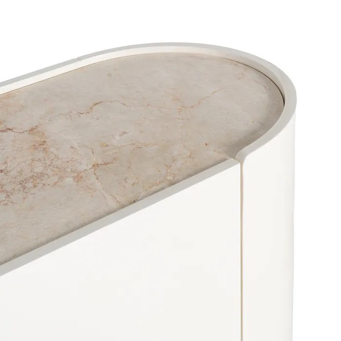 Cream Lacquered Sideboard with Marble Top