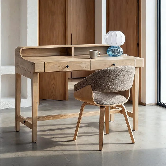 ELMIRA Mango Wood Desk with Curved Shelf