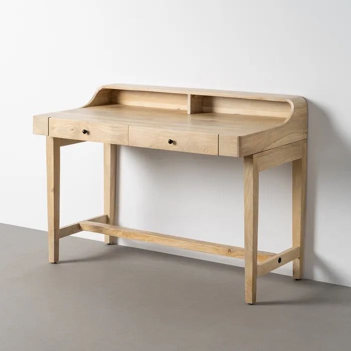 ELMIRA Mango Wood Desk with Curved Shelf