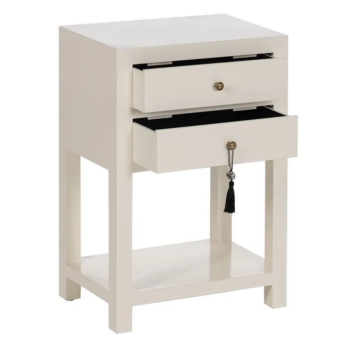 White Bedside Table with Drawer