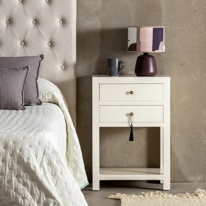 White Bedside Table with Drawer