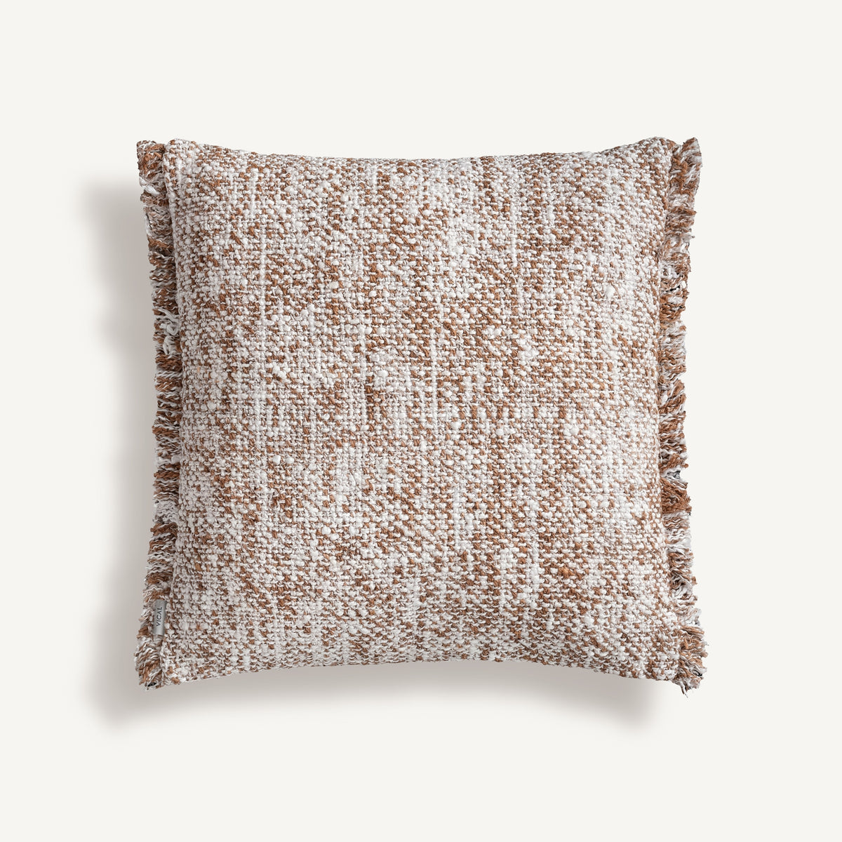 Aran cushion by VICAL – cream cotton, brown linen and synthetic wadding
