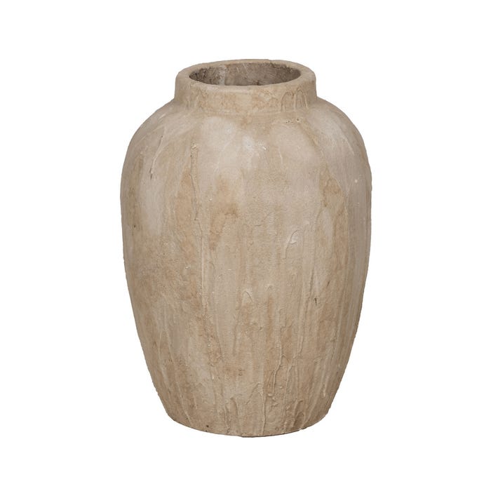 Aria large beige ceramic vase by IXIA
