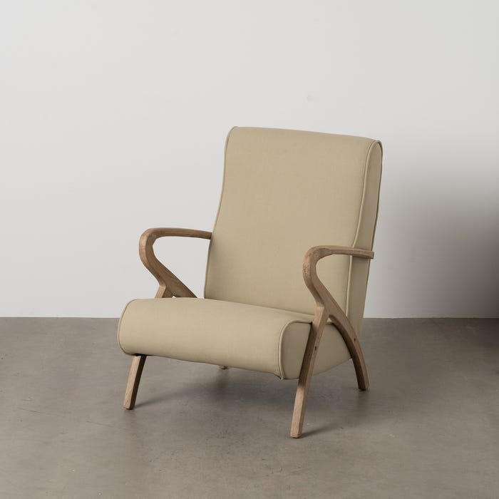 Lina natural beige wood lounge chair by IXIA