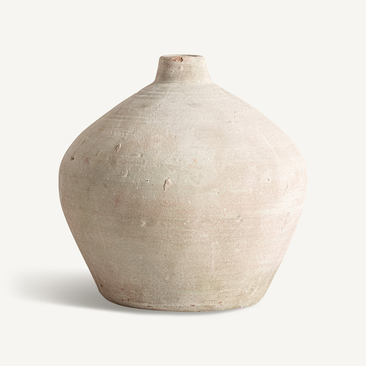 Low KLAM beige clay vase by Vical Home
