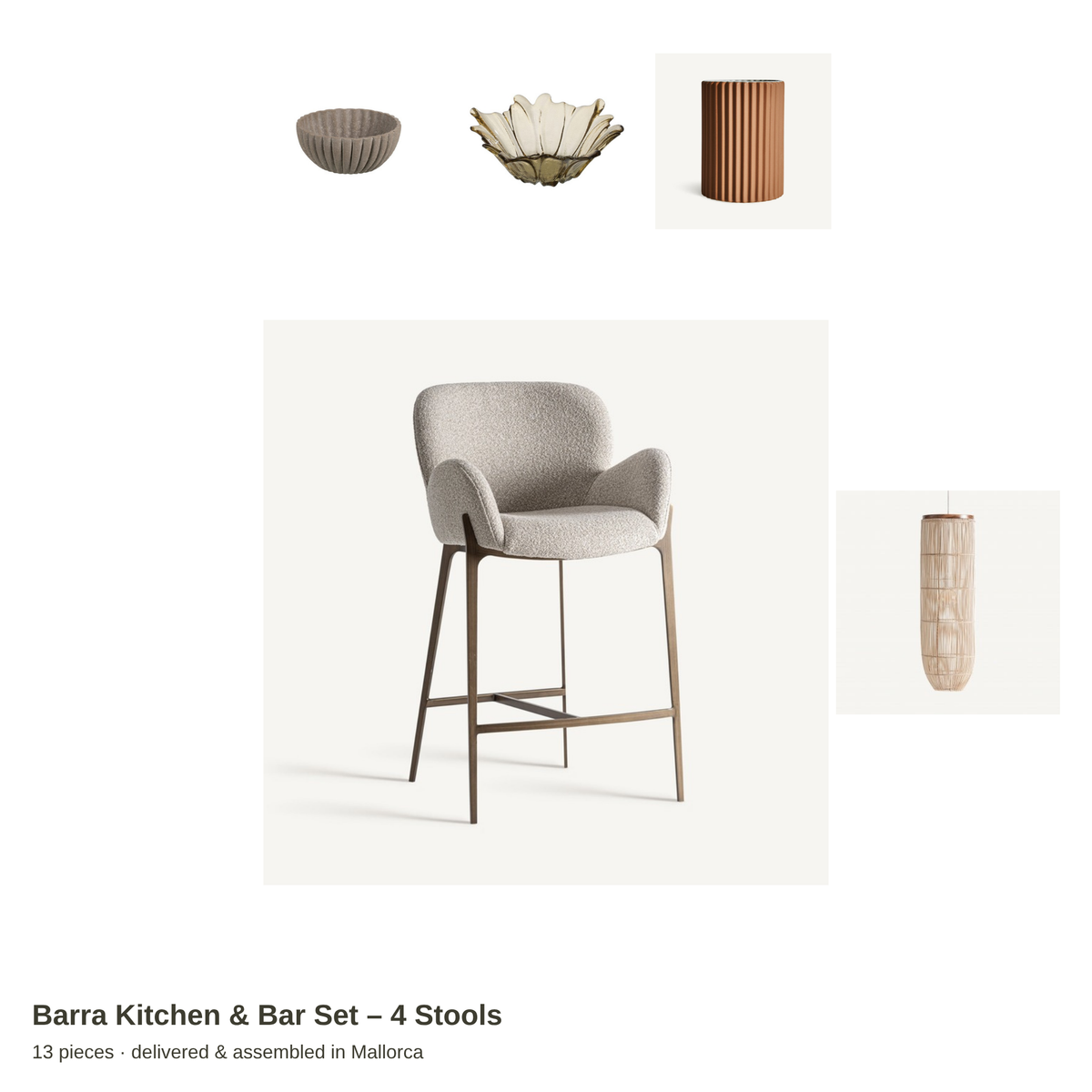 Barra Kitchen & Bar Set – 4 Stools – all pieces – LoNiu Home