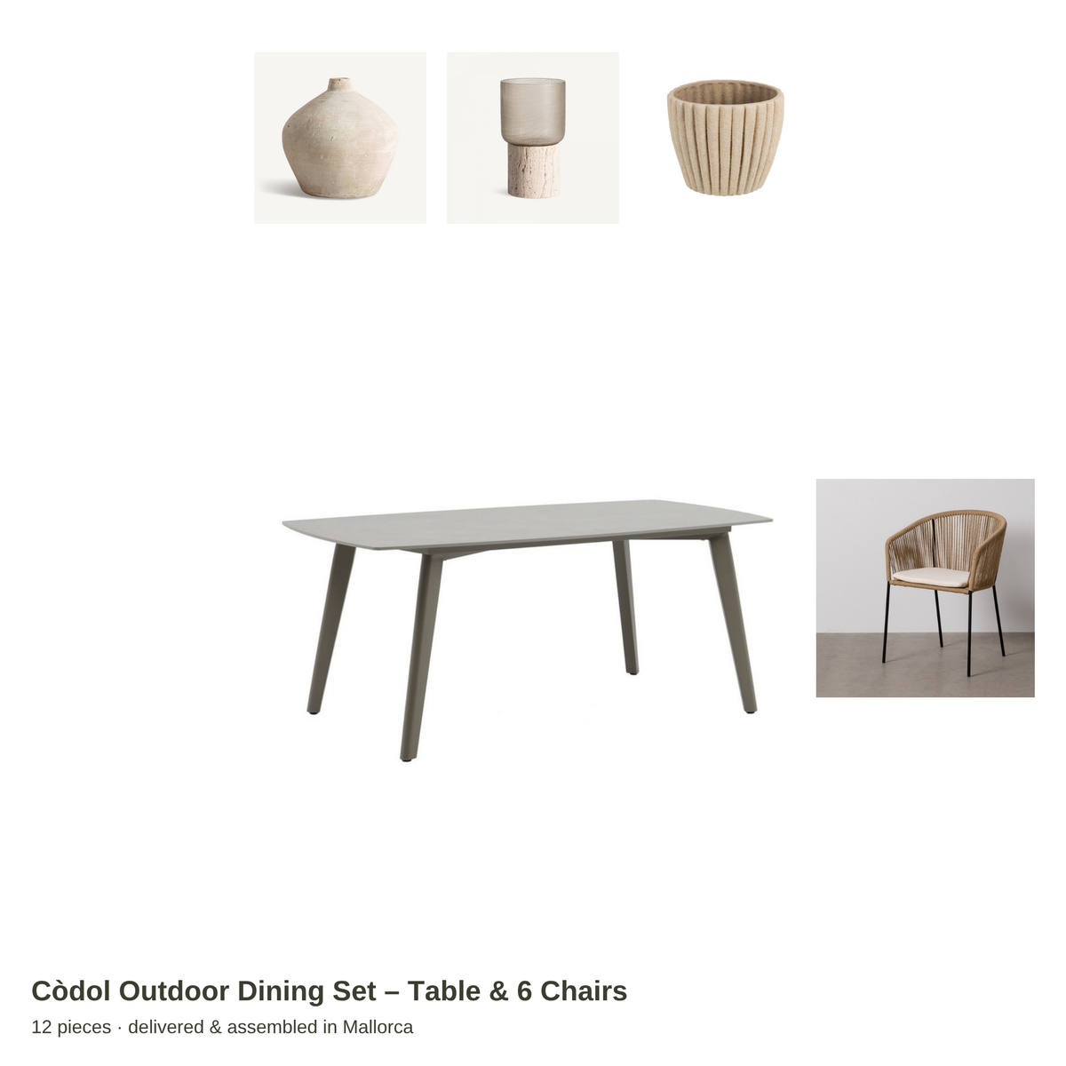 Còdol Outdoor Dining Set – Table & 6 Chairs – all pieces – LoNiu Home