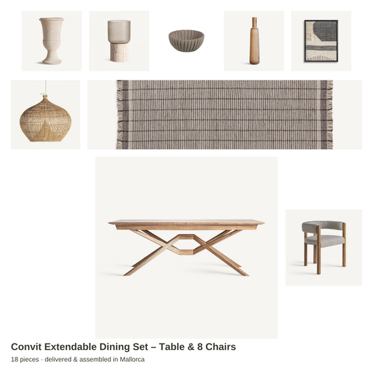 Convit Extendable Dining Set – Table & 8 Chairs – all pieces – LoNiu Home