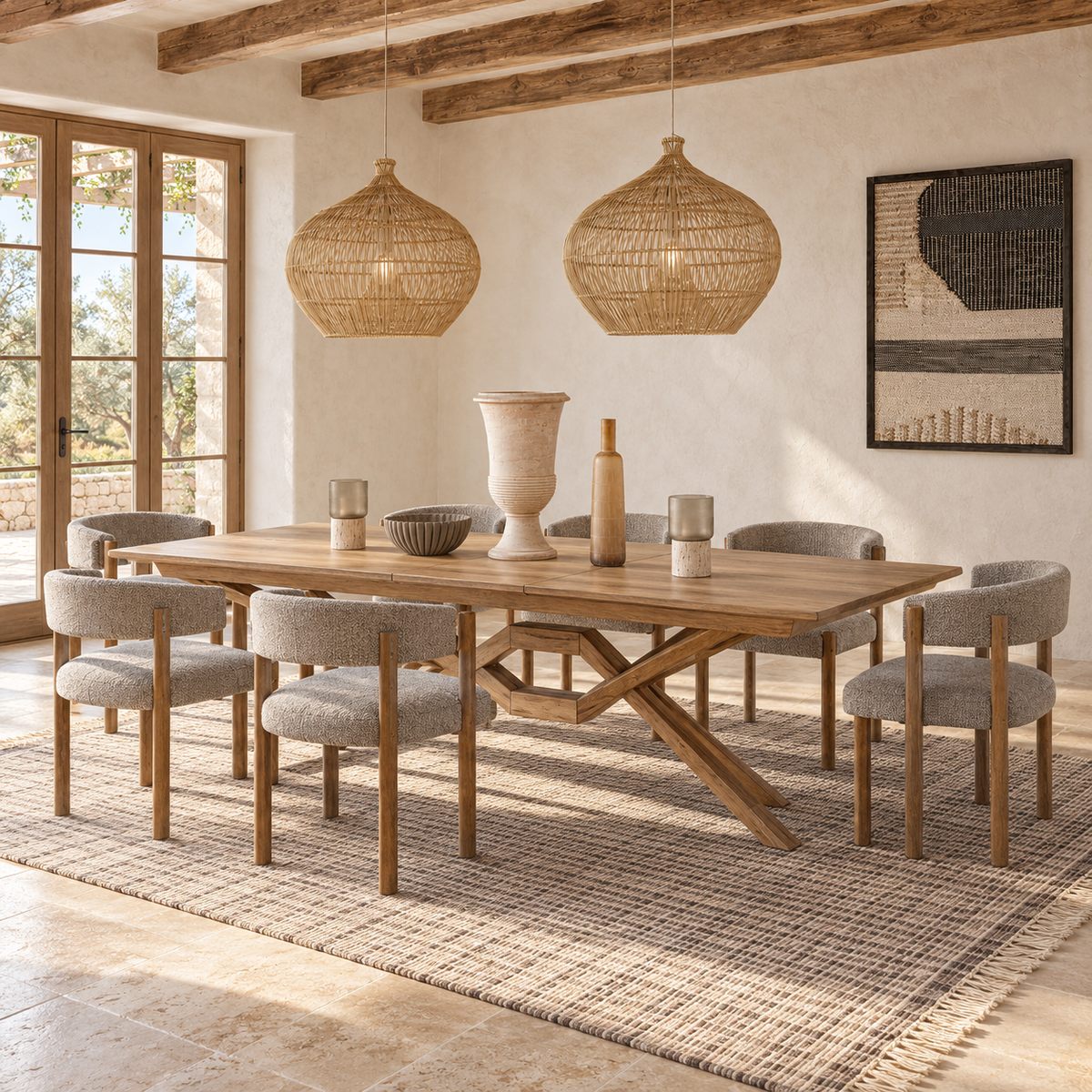 Convit Extendable Dining Set – Table & 8 Chairs – room visualisation – LoNiu Home