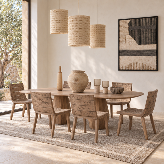 Garbí Dining Set – Table & 6 Chairs – room visualisation – LoNiu Home