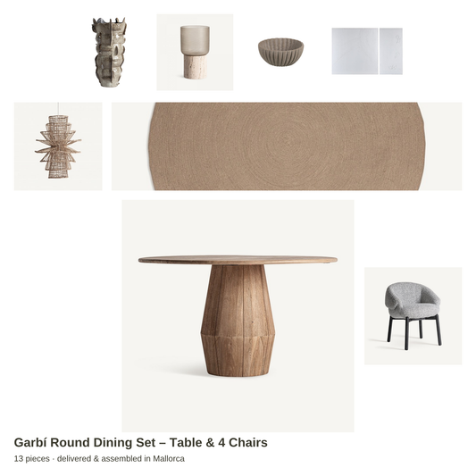Garbí Round Dining Set – Table & 4 Chairs – all pieces – LoNiu Home