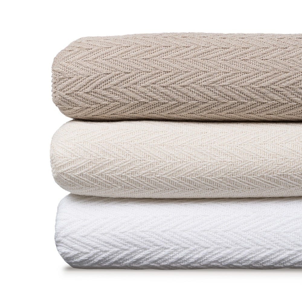 Llavor Herringbone Cotton Throw – 180 × 260 cm – LoNiu Home