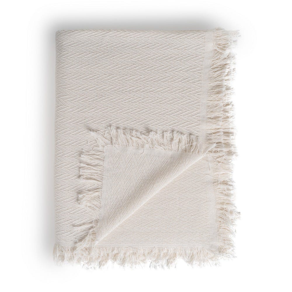 Llavor Herringbone Cotton Throw – 180 × 260 cm – LoNiu Home
