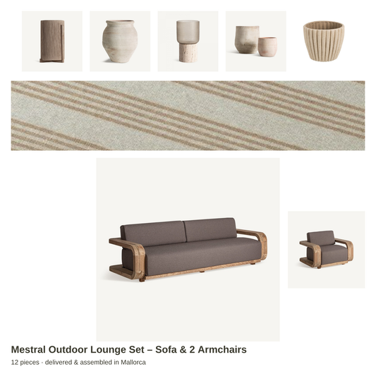 Mestral Outdoor Lounge Set – Sofa & 2 Armchairs – all pieces – LoNiu Home