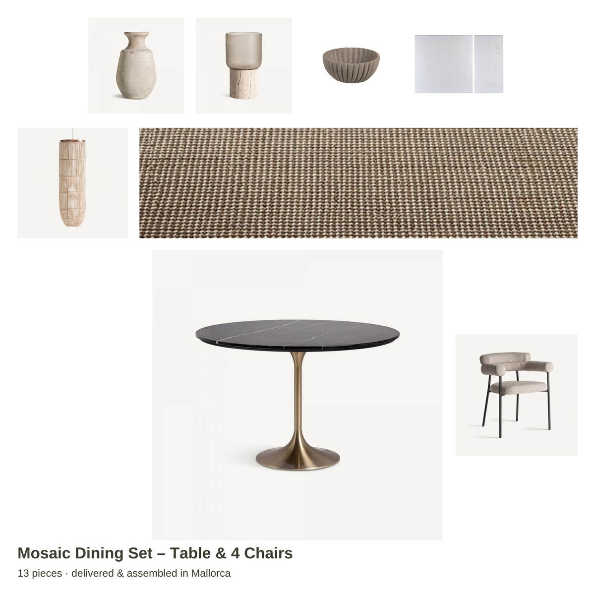 Mosaic Dining Set – Table & 4 Chairs – all pieces – LoNiu Home