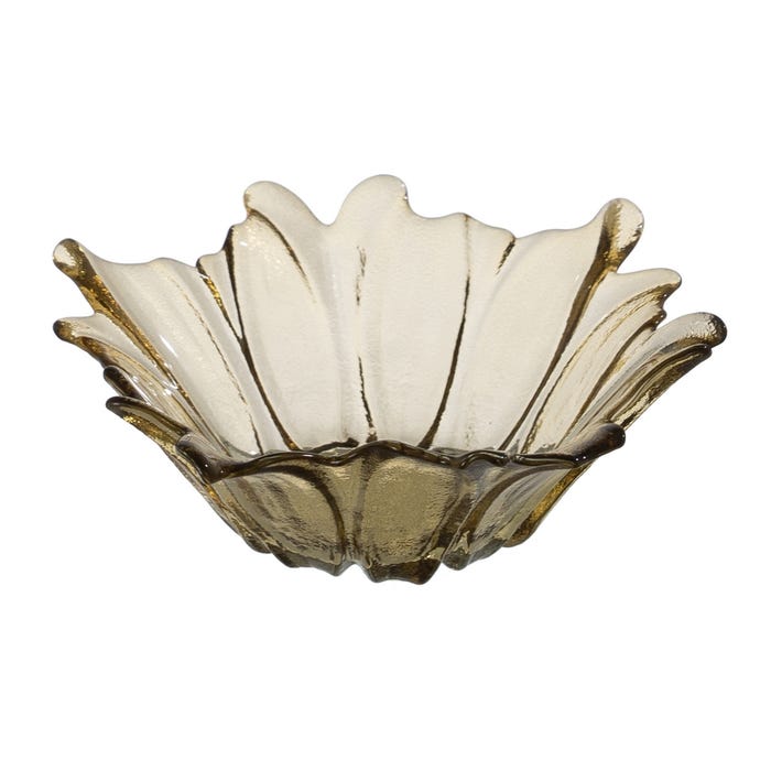 Olive glass flower decorative bowl