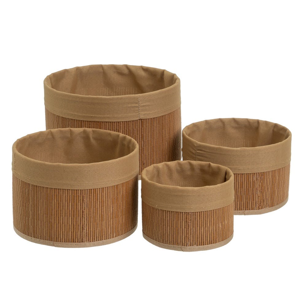 Panera Bamboo & Fabric Baskets – Set of 4 – LoNiu Home