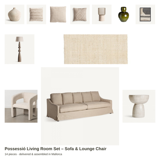 Possessió Living Room Set – Sofa & Lounge Chair – all pieces – LoNiu Home
