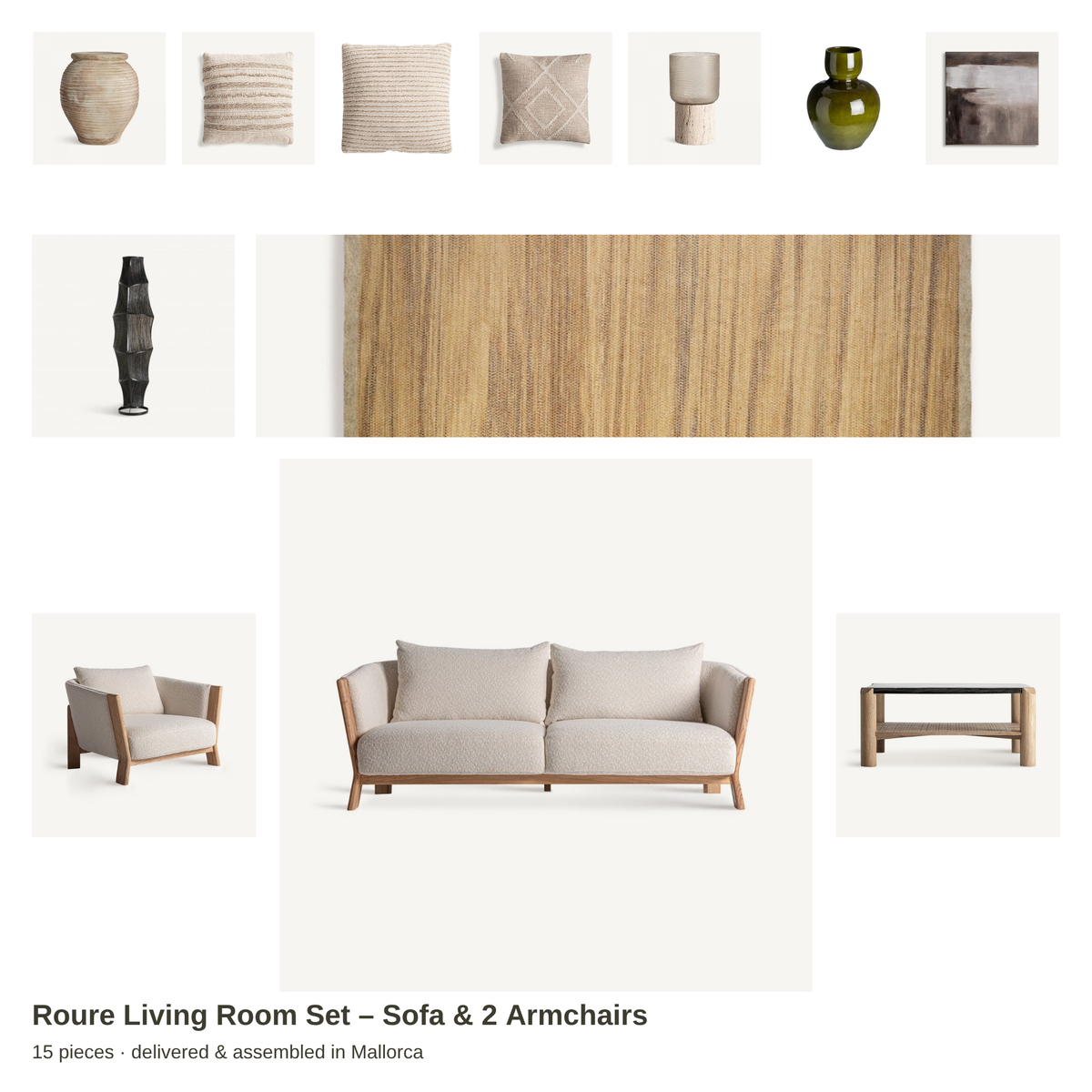 Roure Living Room Set – Sofa & 2 Armchairs – all pieces – LoNiu Home