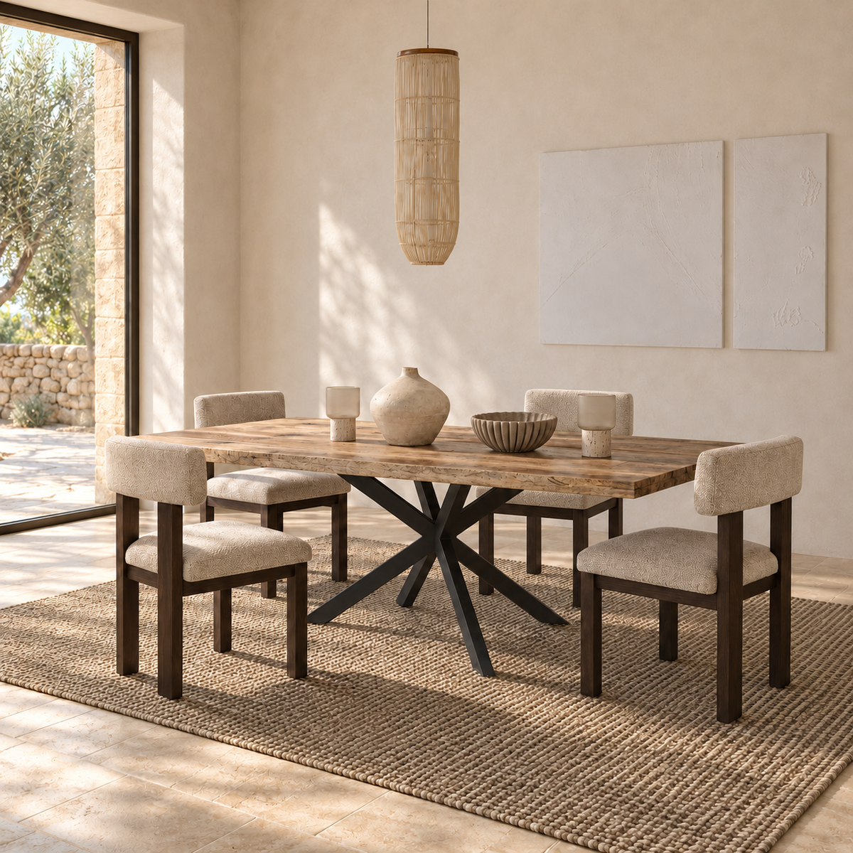 Sula Dining Set – Table & 4 Chairs – room visualisation – LoNiu Home