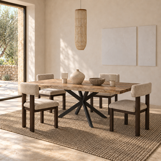 Sula Dining Set – Table & 4 Chairs – room visualisation – LoNiu Home