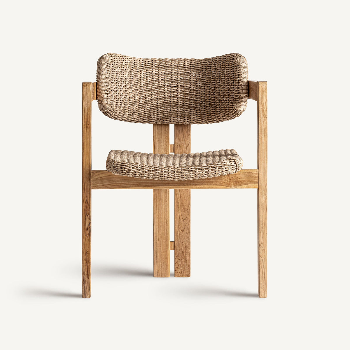 Teak and woven rope outdoor chair, view 2