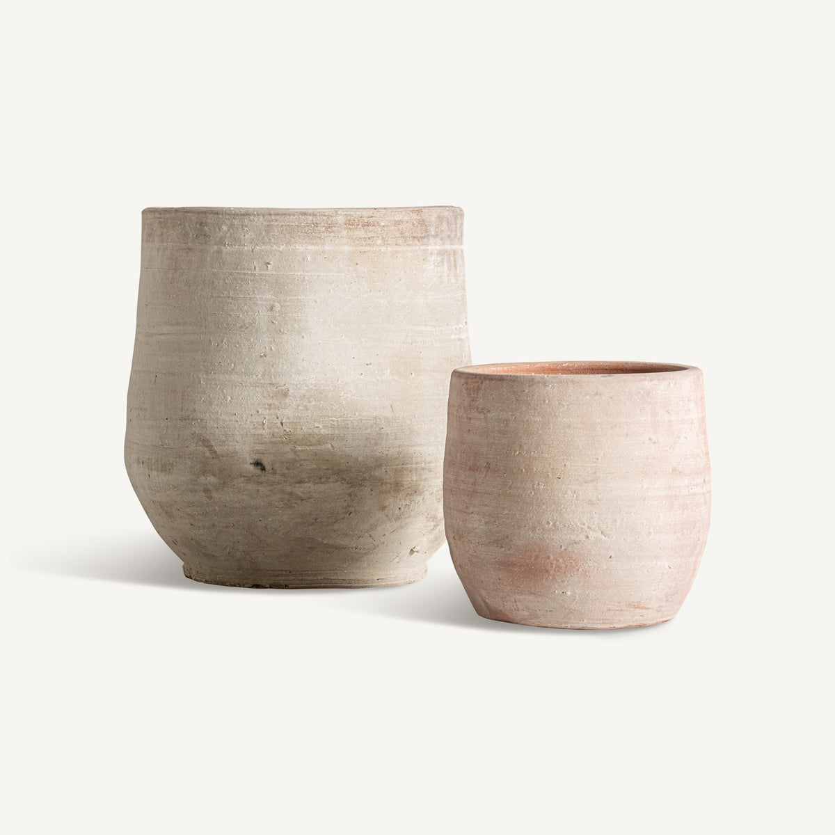 Set of two KLAM beige clay planters by Vical Home