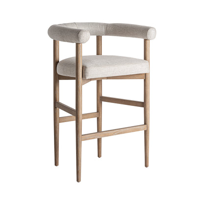 Lazins ash wood and beige upholstered bar stool by Vical Home – LoNiu Home Mallorca
