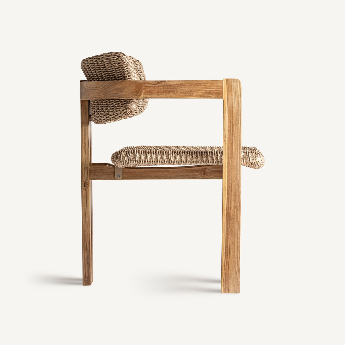 VICAL teak and woven rope outdoor chair, view 3
